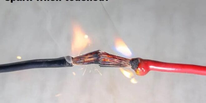 Why do the positive and negative wires spark when touched