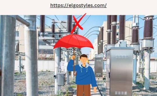 Why are we not allowed to use umbrellas during substation visits?