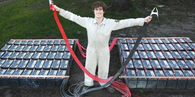 100 car batteries in parallel